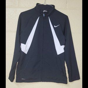 EUC Nike Fit Dry Athletic Jacket Black and White Size L Full Zip Dri-Fit